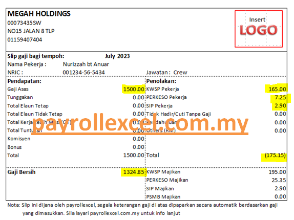 image of payroll excel slip gaji